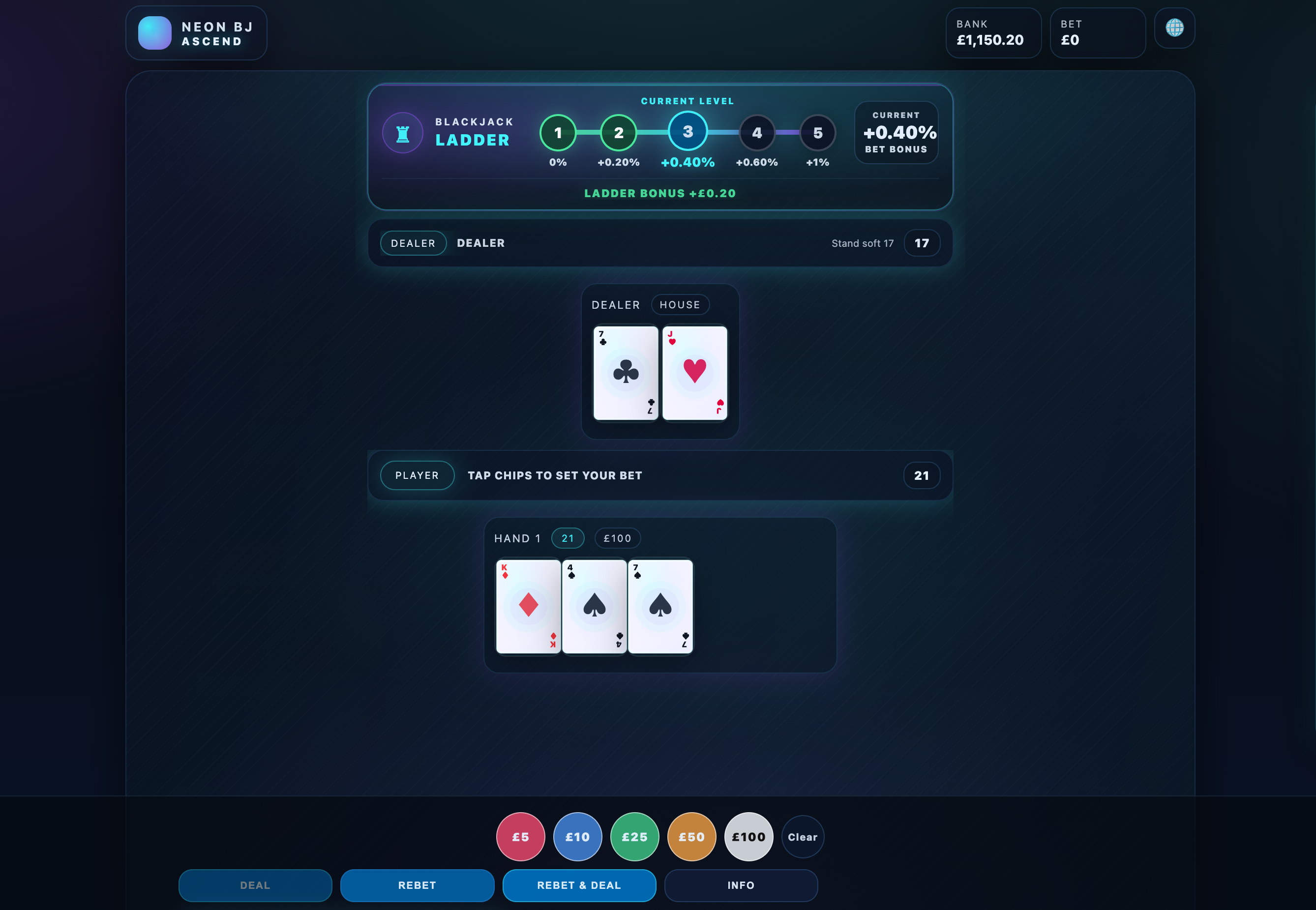 Neon Blackjack Ascend Landscape