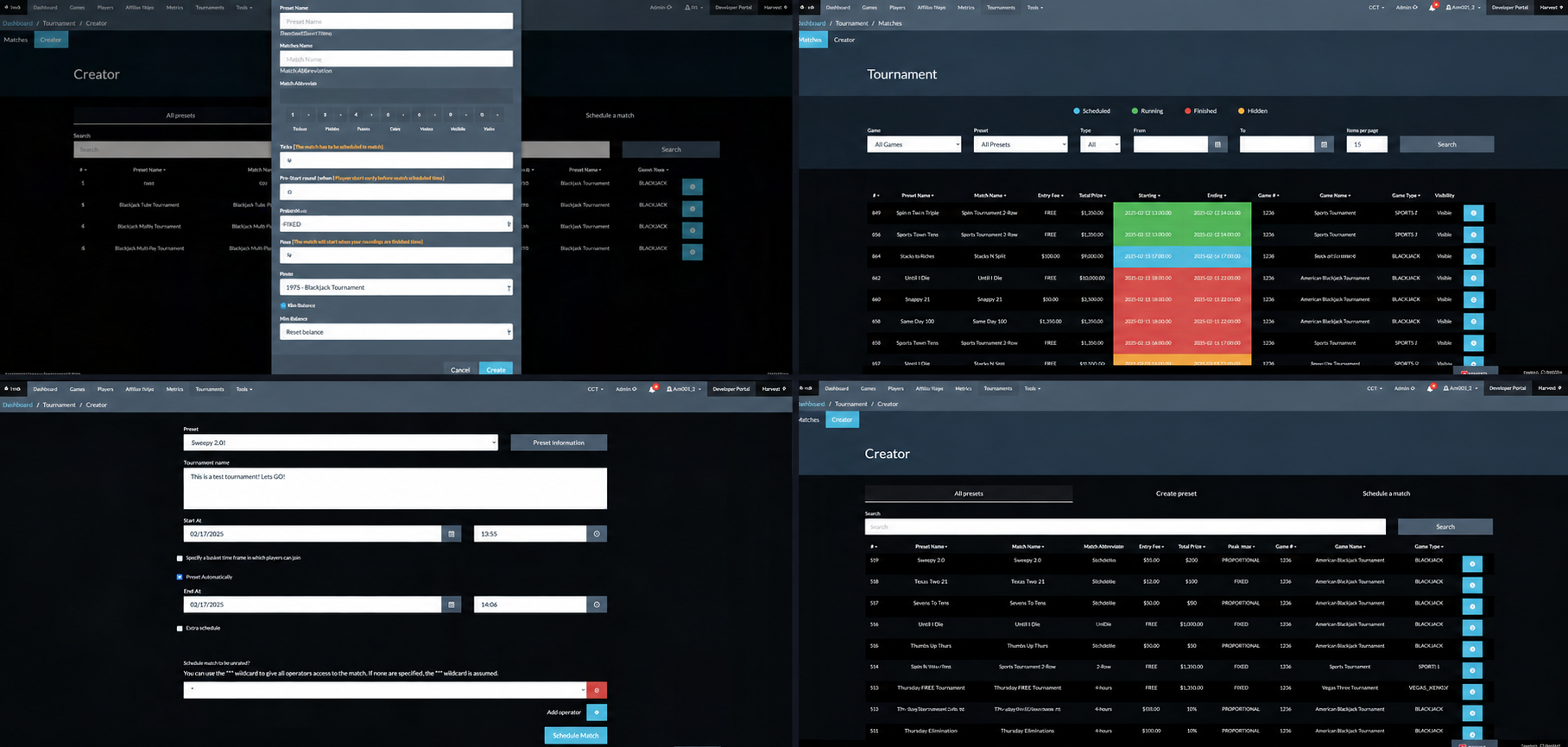 Concept Gaming tournament operator configuration interface